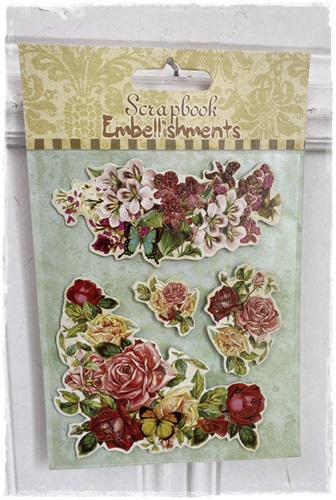 Scrapbook Embellishments, Victoriaanse rozen en violen met glitters