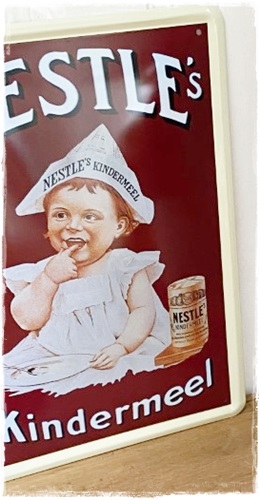 Reklamebord van metaal 20 x 30 cm. Nestle s  kindermeel