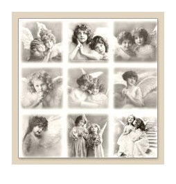 Losse servet, 33 x 33 cm. 3 laags Vintage angels (9 plaatjes)